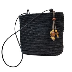 Croft & Barrow Straw Woven/Braided Shoulder Bag, Black
